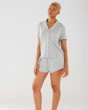 Grey Modal Button Up Short Pyjama Set